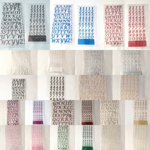 15mm Self Adhesive Glitter Paper Alphabet Letters or Stick on Numbers for Arts, Cards and Crafts.