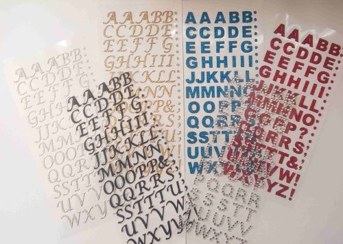 Mixed Colours Script, Bold, Rhinestone Alphabet Stickers 15mm