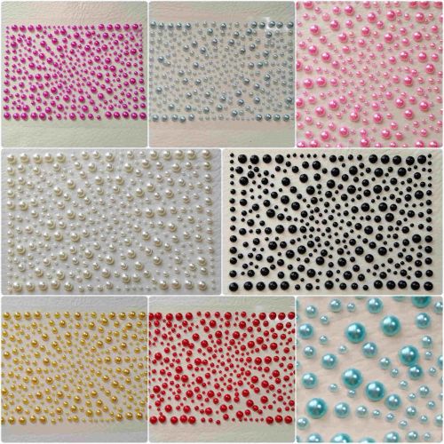 Flatback Self Adhesive Pearls 2mm 3mm 4mm 5mm Mixed Sheet x 325 Pearls