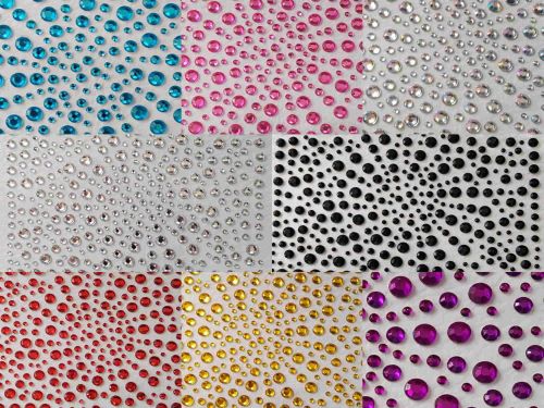 325 Mixed 2mm, 3mm, 4mm, 5mm Flat back Self Adhesive Rhinestones 