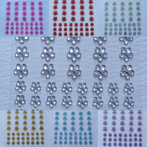 44 Self Adhesive Rhinestone Flowers 6mm 8mm