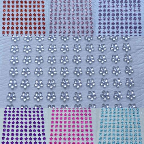 100 x 6mm Self Adhesive Rhinestone Flowers