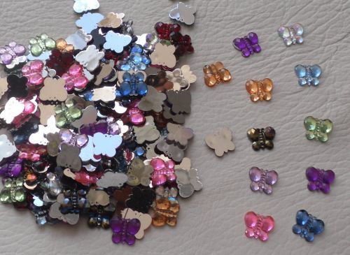 150 x 10mm Flat back Rhinestone Butterflies 