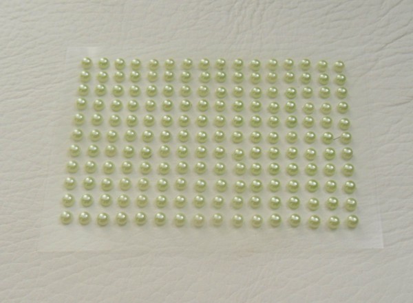 176 x 3mm Self Adhesive Flat Back Pearls in Green