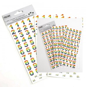 Italian Options Rainbow Alphabet and Number Stickers 15mm