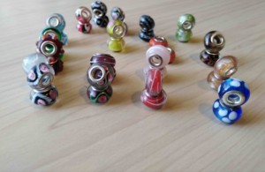 50 x Random Glass European Style Multi Coloured Lampwork Glass Beads, 15mm