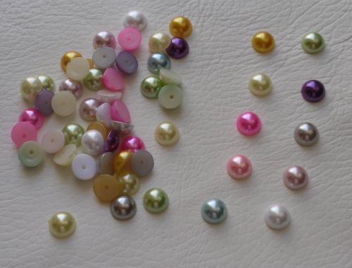 50 x 9mm Flat Back Half Round Pearls