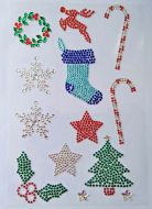 13 x Diamante Rhinestone Christmas Stickers, Self Adhesive Snowflake, Holly, etc 